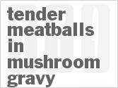 recipe for tender slow cooker meatballs in mushroom gravy