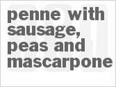 recipe for penne with sausage, peas and mascarpone
