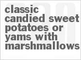 recipe for classic candied sweet potatoes or yams with marshmallows
