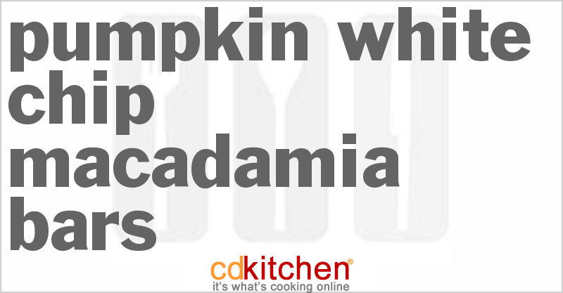 Pumpkin White Chip Macadamia Bars - CDKitchen.com