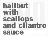 recipe for grilled halibut with scallops and cilantro sauce