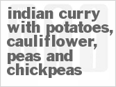 recipe for indian curry with potatoes, cauliflower, peas and chickpeas