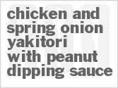 recipe for chicken and spring onion yakitori with peanut dipping sauce