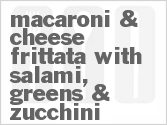 recipe for macaroni & cheese frittata with salami, greens & zucchini