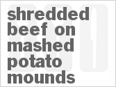 recipe for slow cooker shredded beef on mashed potato mounds