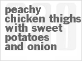 recipe for peachy chicken thighs with sweet potatoes and onion