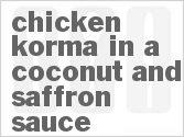 recipe for chicken korma in a coconut and saffron sauce