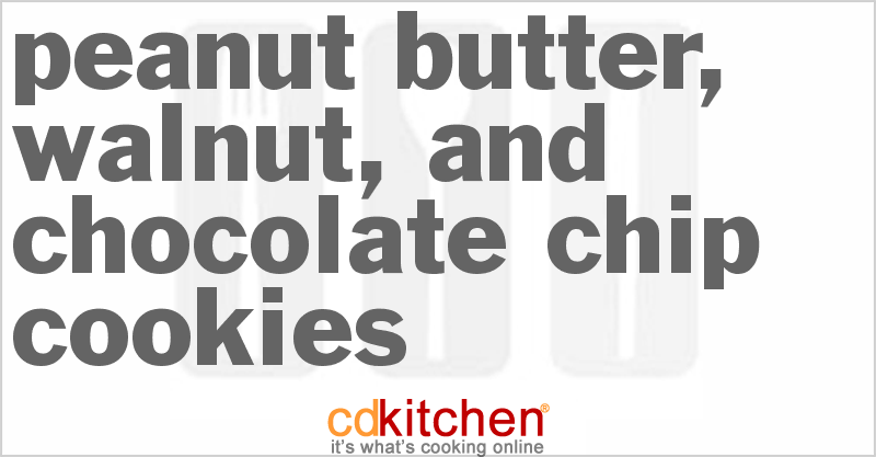 Peanut Butter, Walnut, And Chocolate Chip Cookies - CDKitchen.com