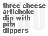 recipe for three cheese artichoke dip with pita dippers