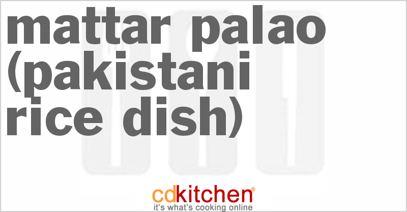Mattar Palao (Pakistani Rice Dish) - CDKitchen.com