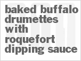 recipe for baked buffalo drumettes with roquefort dipping sauce