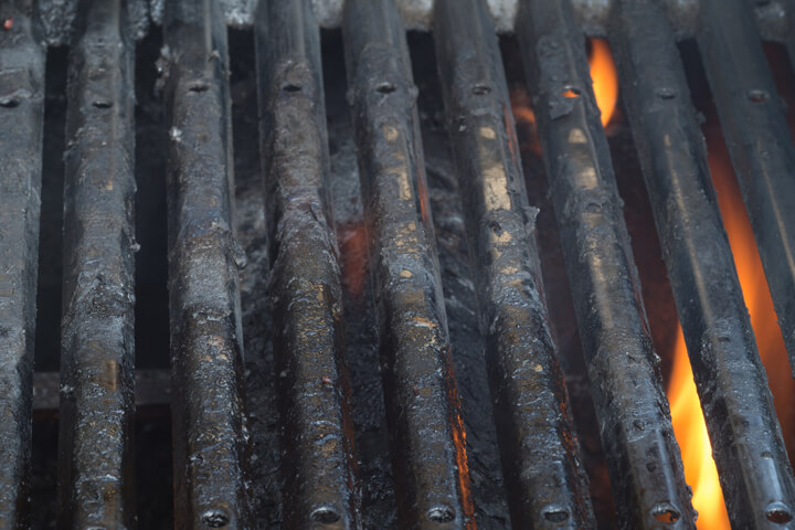 cleaning the grill